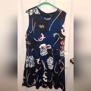 Roz And Ali Blue Floral Sleeveless Dress
